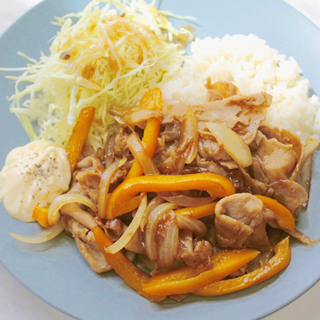 パプリカ入り生姜焼き